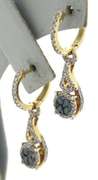 Stunning White & Blue Irrad Diamond Dangle Earrings