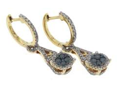 Stunning White & Blue Irrad Diamond Dangle Earrings