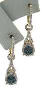 Stunning White & Blue Irrad Diamond Dangle Earrings