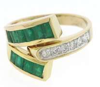 Charming Channel Set Emerald and Diamond Ring