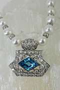 Diamond and Blue Topaz 18K Freshwater Pearl Necklace