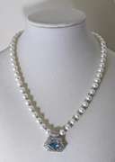 Diamond and Blue Topaz 18K Freshwater Pearl Necklace