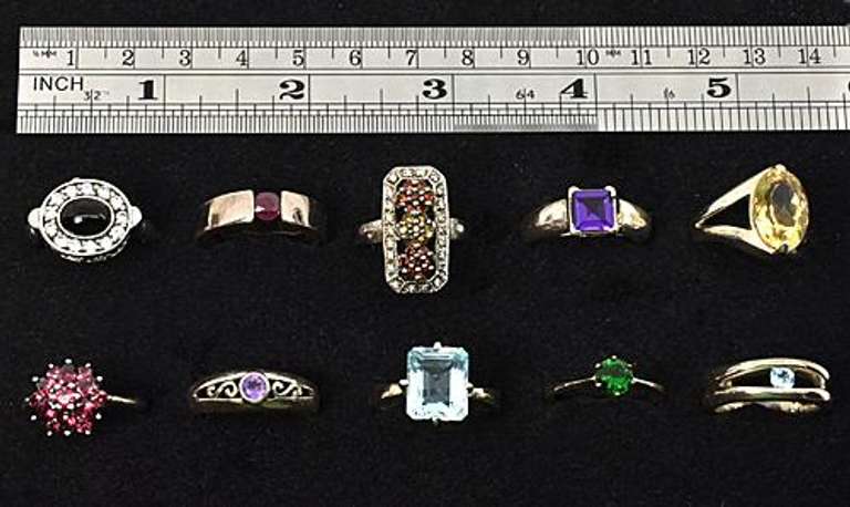 Nice Array of 10 Rings in .925 Silver