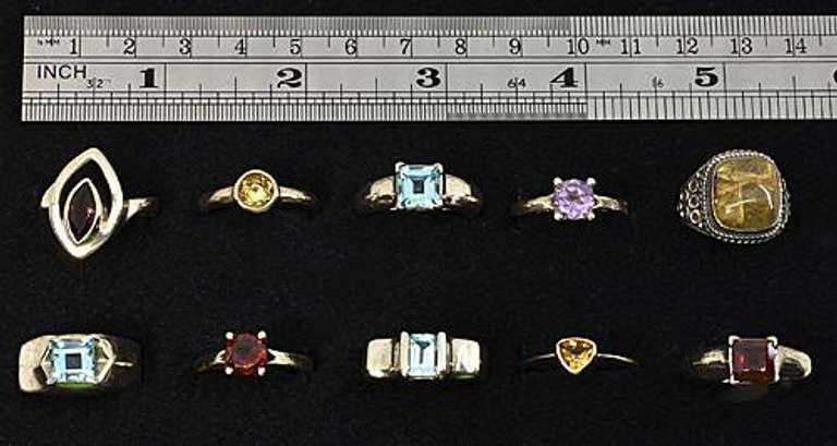 Delightful Set of 10 Rings in .925 Silver