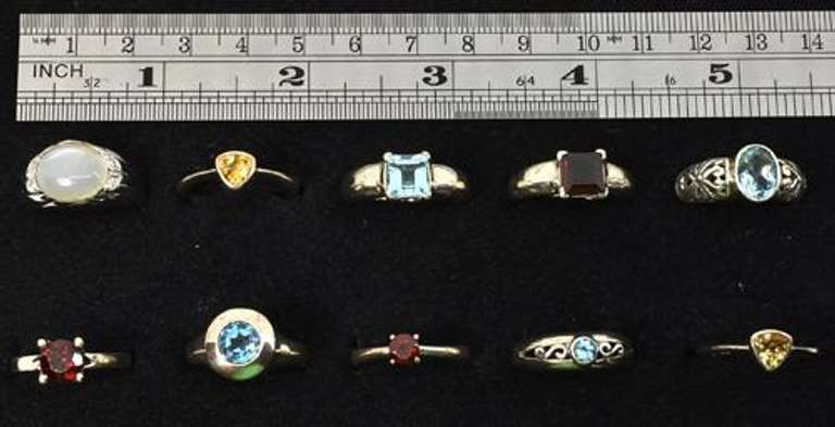 Fashionable Collection of 10 Rings in .925 Silver
