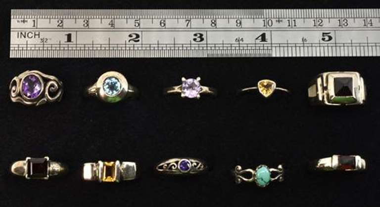 Appealing Array of 10 Rings in .925 Silver