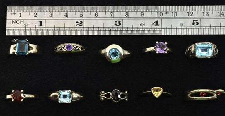 Pretty Grouping of 10 Rings in .925 Silver