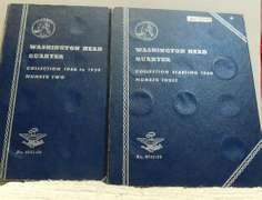 2 books Washington Qtrs partial set, 15 Silver & 17 clad