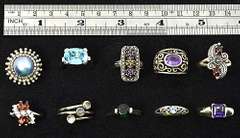 Sharp Grouping of 10 Rings in .925 Silver