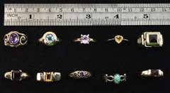 Appealing Array of 10 Rings in .925 Silver