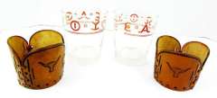 2 Western Longhorn Glasses with Leather Holders