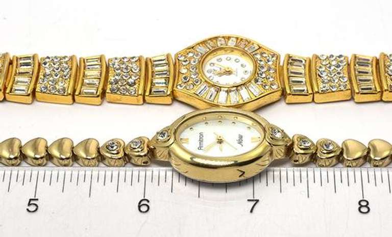 Pair of Gold-Toned & Crystal Watches