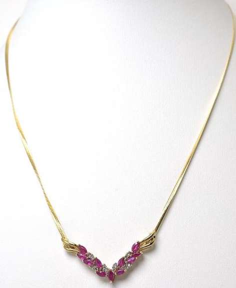 Ruby & Diamond Necklace in Yellow Gold