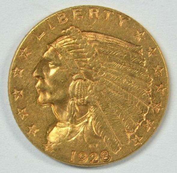 Sharp 1928 US $2.50 Indian Gold Piece. Attractive.