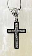 Channel-Set 14K White Gold Diamond Cross on Chain