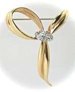 Fine Bow Brooch with Diamond Accents