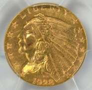 Super choice BU 1928 US $2.50 Indian Gold. PCGS MS63