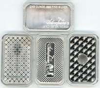 4 Diff. nice 1 Troy 0z .999 fine silver bars in plastic