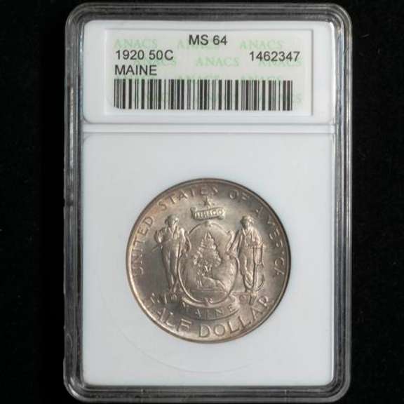1920 Maine Commemerotive Half MS 64 ANACS Holder