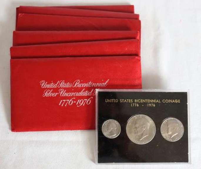 6 1976 3 Piece Silver Proof Red Envelope Bicentennial Sets