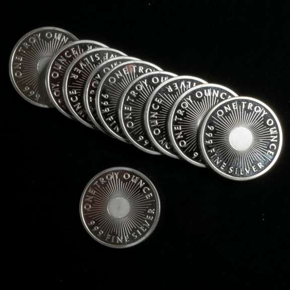 10 Sunshine Mines .999 Round 1 Troy Ounce Silver Rounds