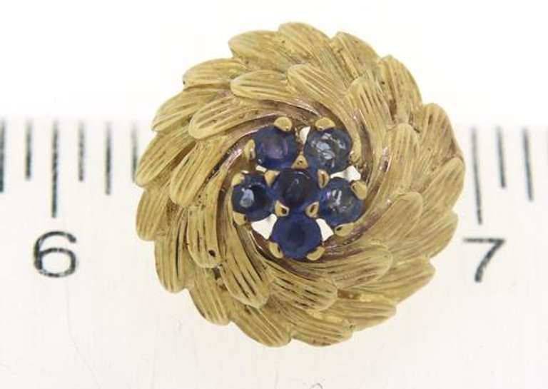 Blue Sapphire Cluster with Leaf Motif Earrings