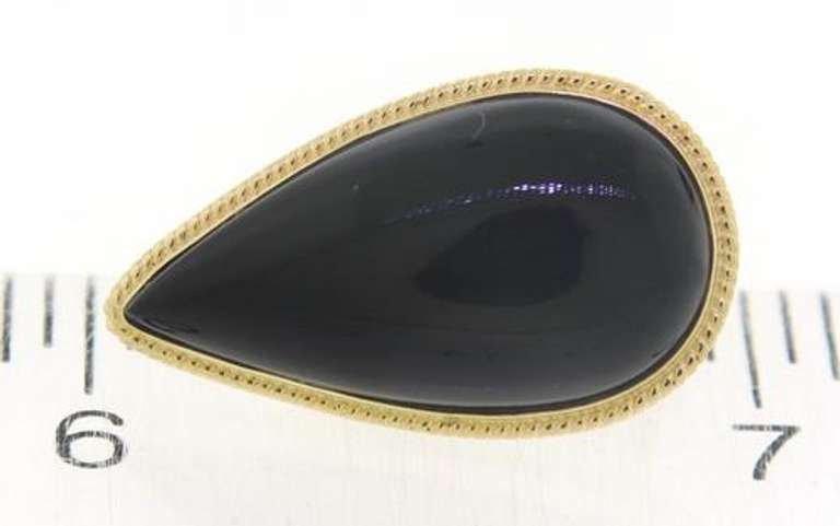 Chic 14kt YG Black Onyx Pear Shaped Earrings