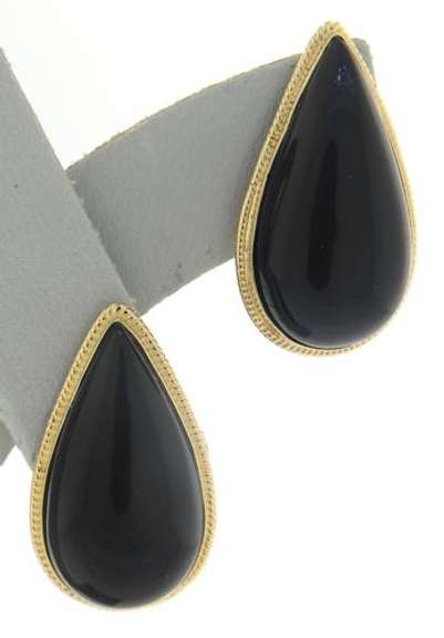 Chic 14kt YG Black Onyx Pear Shaped Earrings