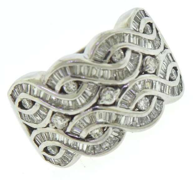 Dazzling RBC & Bag Cut Diamond Woven Wedding Band