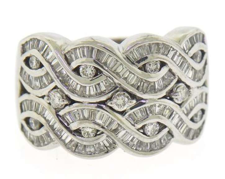 Dazzling RBC & Bag Cut Diamond Woven Wedding Band