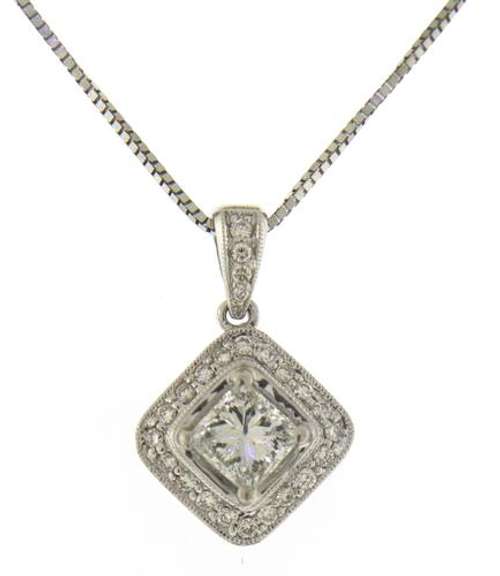 Brilliant Princess Cut 1.96cts Diamond Necklace