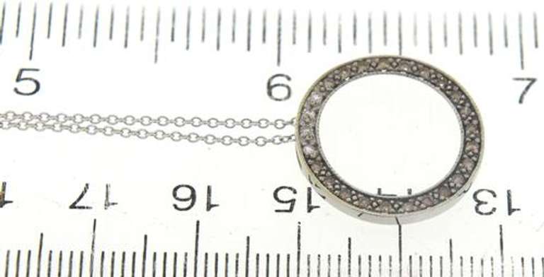 Beautiful 14kt WG White & Chocolate Diamond Open Circle Necklace