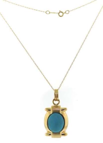 Charming Oval Turquoise Matte & High Polish Necklace