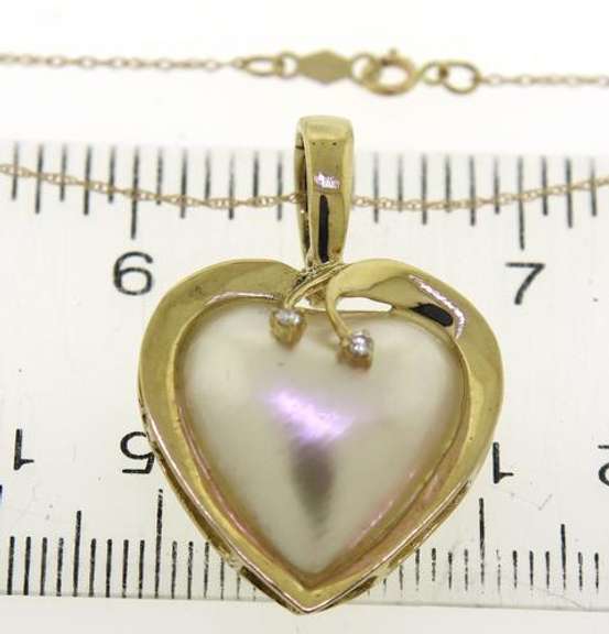 Exciting Heart Mabe Pearl w Diamond Accent Necklace