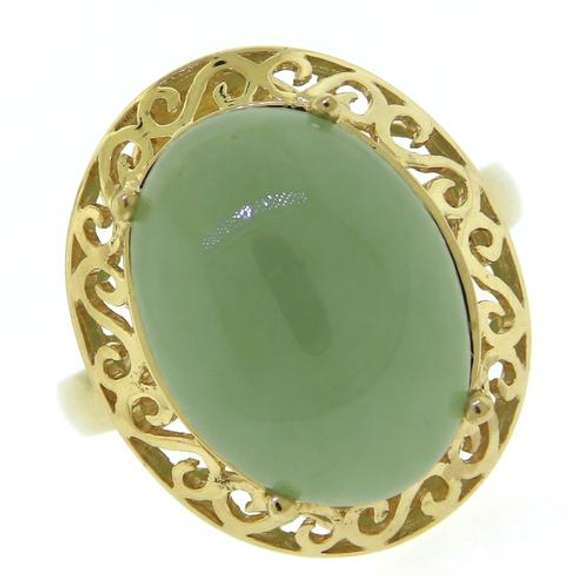 Stunning Yellow Gold Natural Green Jade Ring