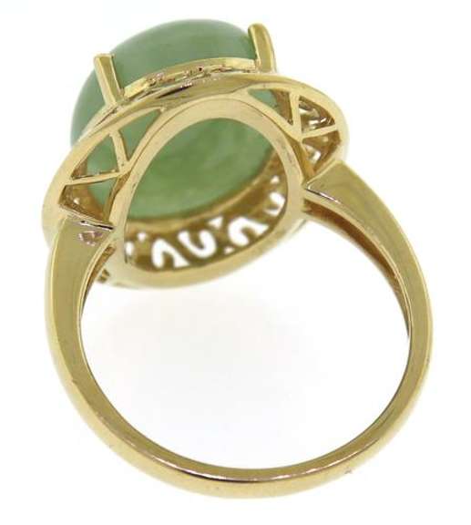 Stunning Yellow Gold Natural Green Jade Ring