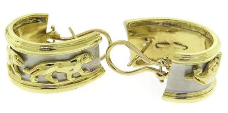 Chic 18kt YG Panther J Hoop Earrings