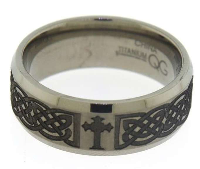 Titanium Celtic Cross Band