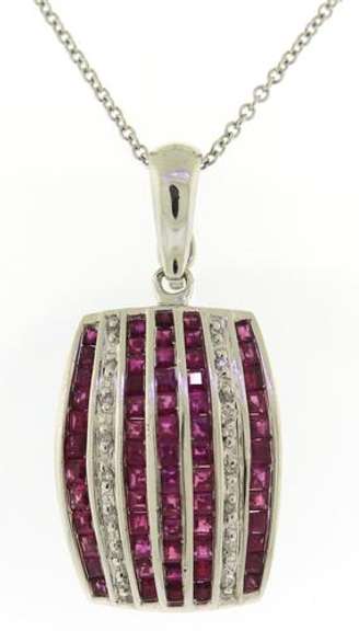 Stunning White Gold Ruby and Diamond Accent Necklace