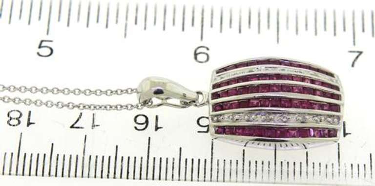 Stunning White Gold Ruby and Diamond Accent Necklace