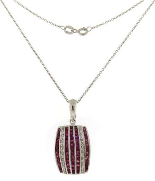 Stunning White Gold Ruby and Diamond Accent Necklace