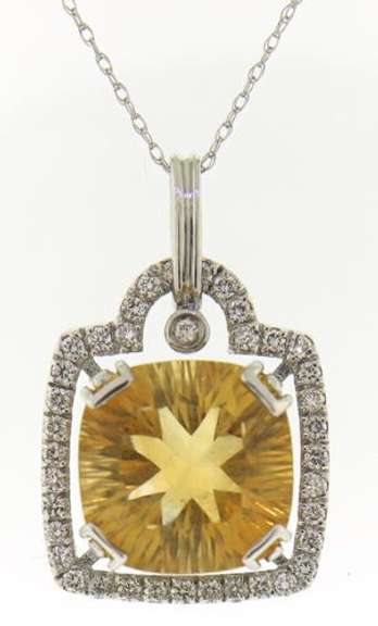 Fantastic Citrine & Diamond Halo Necklace