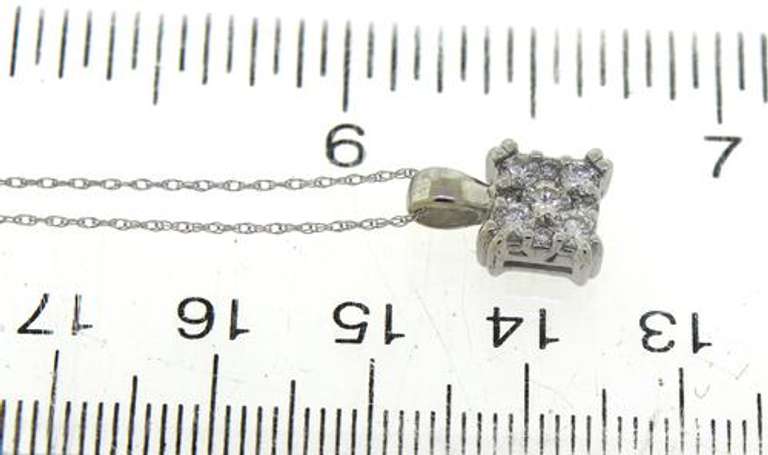 Gorgeous White Gold Diamond Square Cluster Necklace