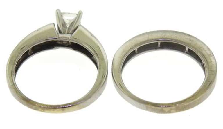 Modern 14kt WG Princess Cut Center Diamond Bridal Set