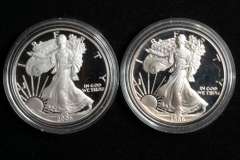 1986 S & 2005 W Proof Silver Eagles with Boxs