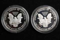 1986 S & 2005 W Proof Silver Eagles with Boxs