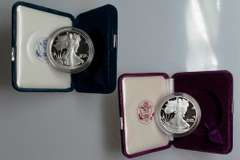 1986 S & 2005 W Proof Silver Eagles with Boxs