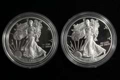 1998 & 2017 W Proof Silver US Eagles with Boxs Papers