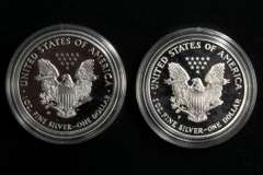 1998 & 2017 W Proof Silver US Eagles with Boxs Papers