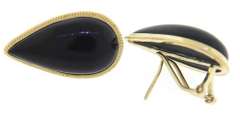 Chic 14kt YG Black Onyx Pear Shaped Earrings